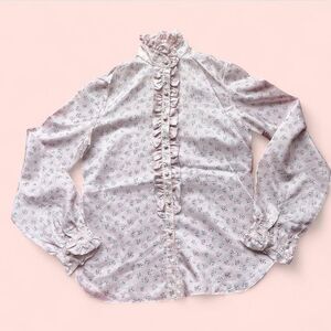 VTG 80s Floral Manning Silver Design Shirt Size 4